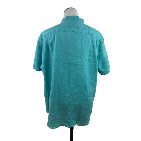 Tommy Bahama Mens Relax Fit Turquoise Short Sleeve Button-Up Shirt Size 3XL