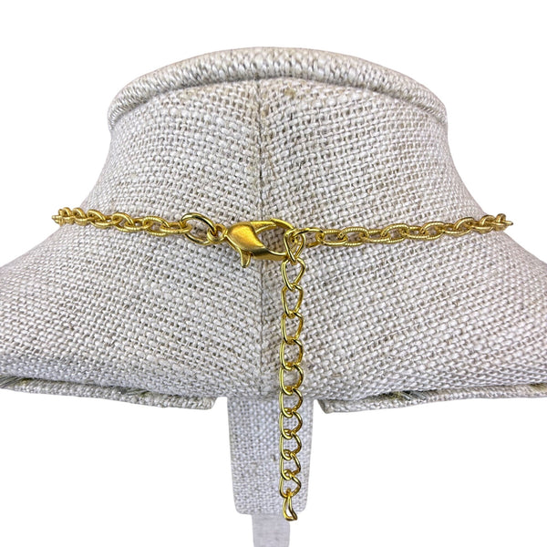 Three-Tiered Gold Tone Necklace With Amber Stone Accents 30 Inches Long Statement Jewelry