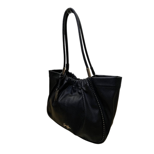 Jessica Simpson Women’s Black Faux Leather Studded Snake Embossed Tote Bag