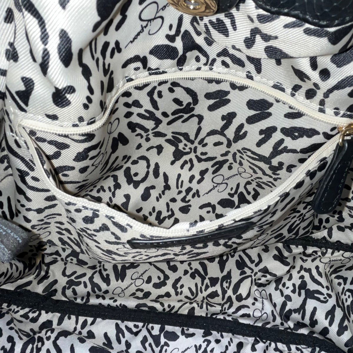 Jessica Simpson Women’s Black Faux Leather Studded Snake Embossed Tote Bag