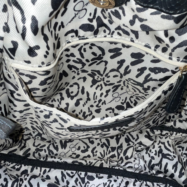 Jessica Simpson Women’s Black Faux Leather Studded Snake Embossed Tote Bag