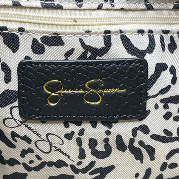 Jessica Simpson Women’s Black Faux Leather Studded Snake Embossed Tote Bag