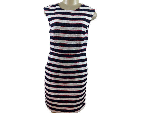Banana Republic Sleeveless Striped Dress Navy/Red/White Woven Sheath Size 6P