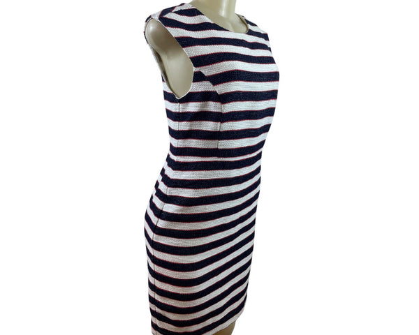 Banana Republic Sleeveless Striped Dress Navy/Red/White Woven Sheath Size 6P