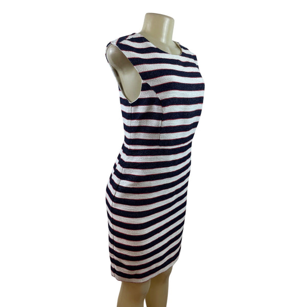 Banana Republic Sleeveless Striped Dress Navy/Red/White Woven Sheath Size 6P