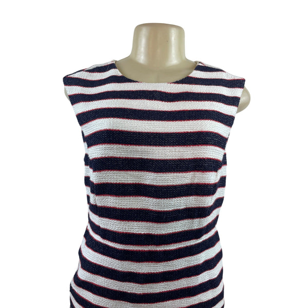 Banana Republic Sleeveless Striped Dress Navy/Red/White Woven Sheath Size 6P