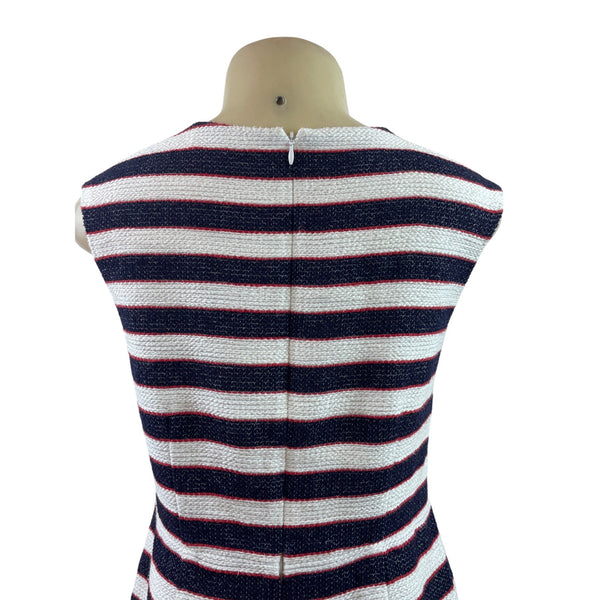 Banana Republic Sleeveless Striped Dress Navy/Red/White Woven Sheath Size 6P