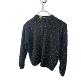 Vintage Barbara Lee Womens Black Beaded Wool Cardigan Sweater Size 42