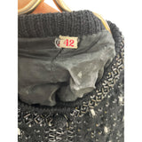 Vintage Barbara Lee Womens Black Beaded Wool Cardigan Sweater Size 42