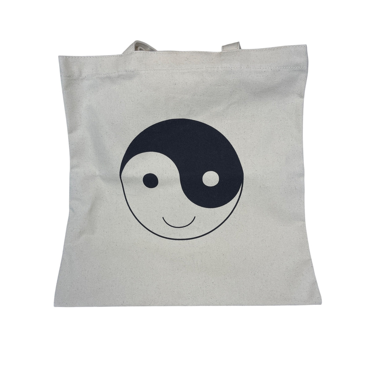 Madewell Unisex Tan Canvas Tote Bag Smiley Face Yin-Yang Print Eco-Friendly Reusable Ones Size