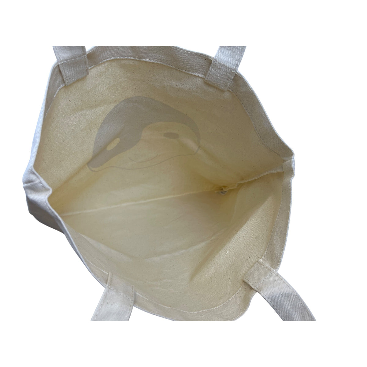 Madewell Unisex Tan Canvas Tote Bag Smiley Face Yin-Yang Print Eco-Friendly Reusable Ones Size