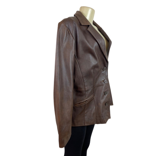 Venezia Women's Distressed Brown Leather Jacket Size 18/20