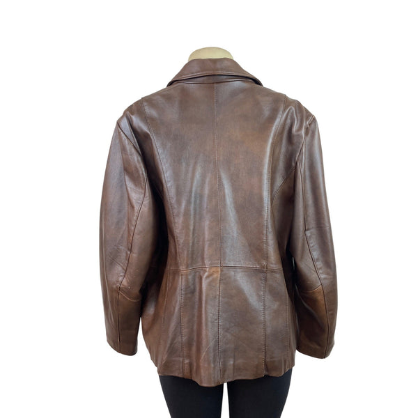 Venezia Women's Distressed Brown Leather Jacket Size 18/20