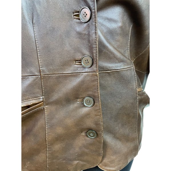 Venezia Women's Distressed Brown Leather Jacket Size 18/20