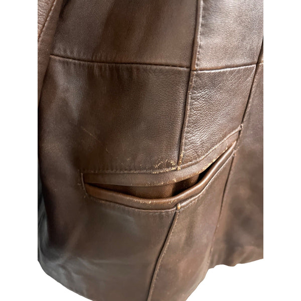 Venezia Women's Distressed Brown Leather Jacket Size 18/20
