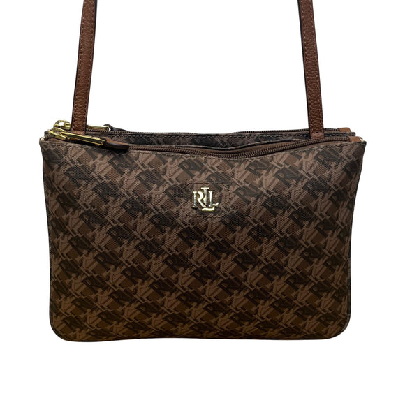 Polo Ralph Lauren Women’s Brown Faux Leather With RLL Monogram Crossbody Bag