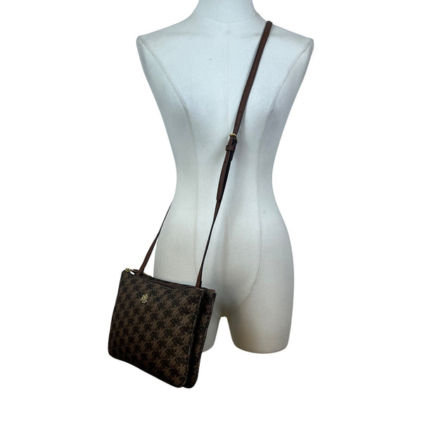 Polo Ralph Lauren Women’s Brown Faux Leather With RLL Monogram Crossbody Bag