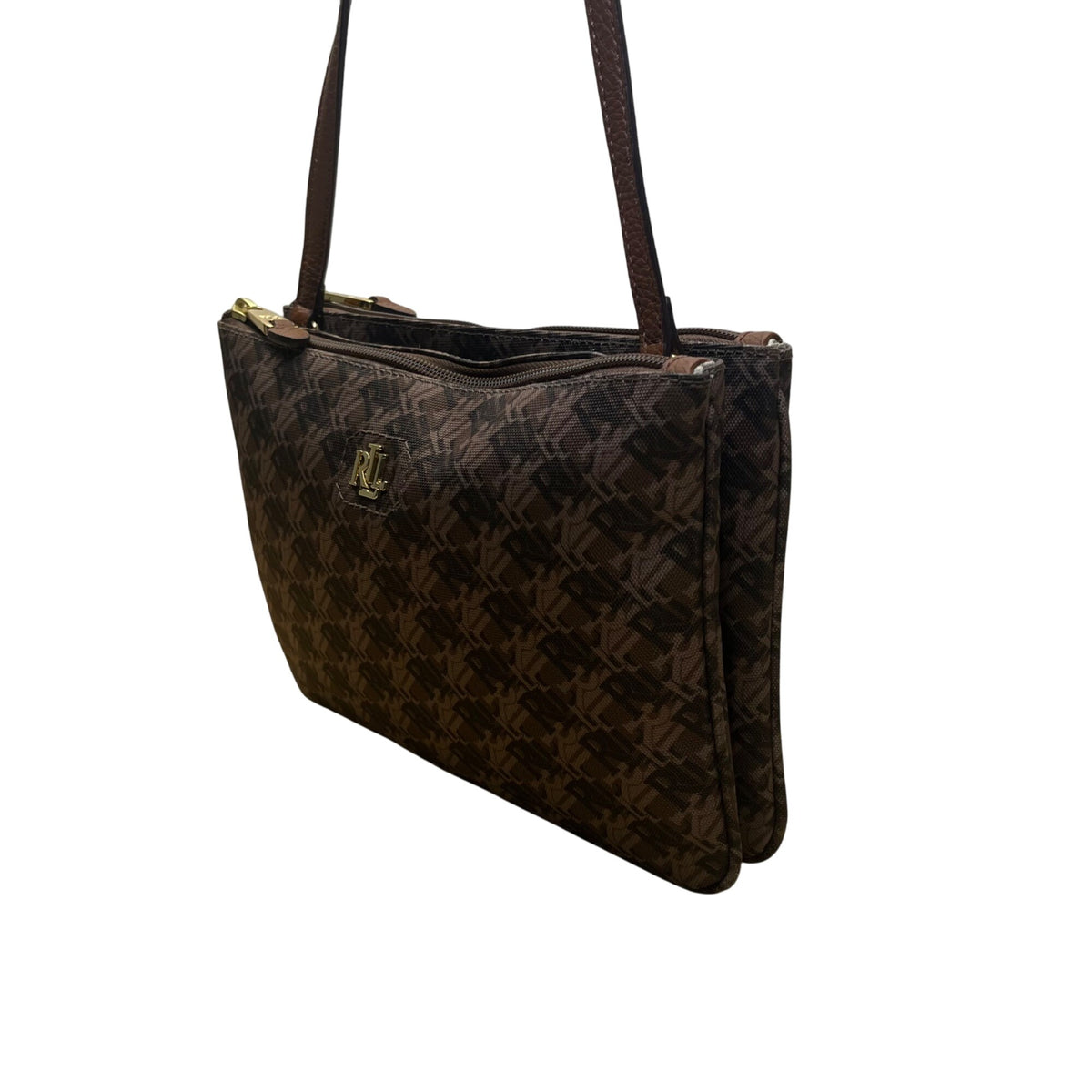 Polo Ralph Lauren Women’s Brown Faux Leather With RLL Monogram Crossbody Bag
