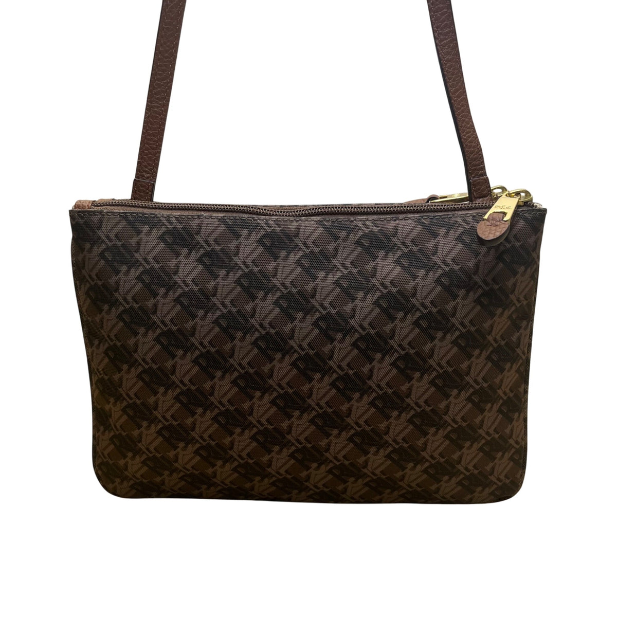 Polo Ralph Lauren Women’s Brown Faux Leather With RLL Monogram Crossbody Bag