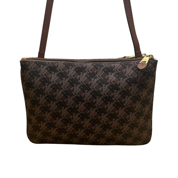 Polo Ralph Lauren Women’s Brown Faux Leather With RLL Monogram Crossbody Bag