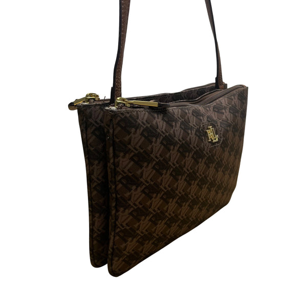 Polo Ralph Lauren Women’s Brown Faux Leather With RLL Monogram Crossbody Bag