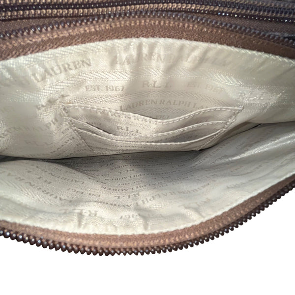 Polo Ralph Lauren Women’s Brown Faux Leather With RLL Monogram Crossbody Bag