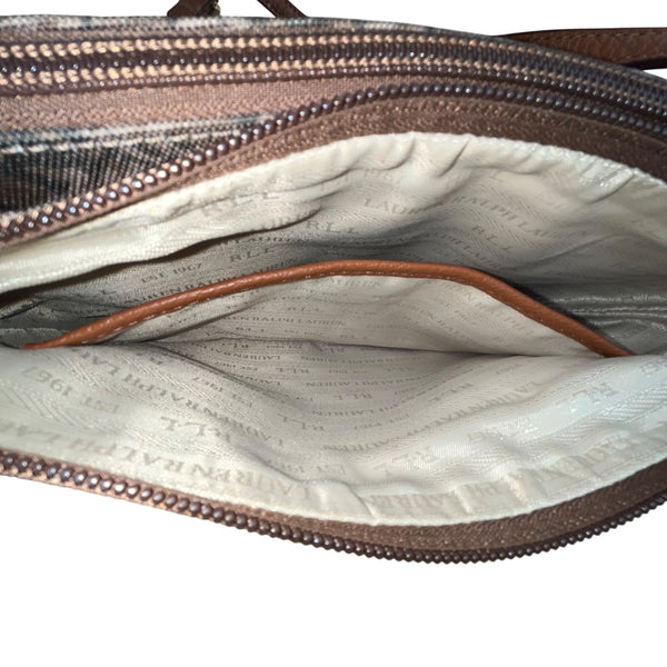 Polo Ralph Lauren Women’s Brown Faux Leather With RLL Monogram Crossbody Bag