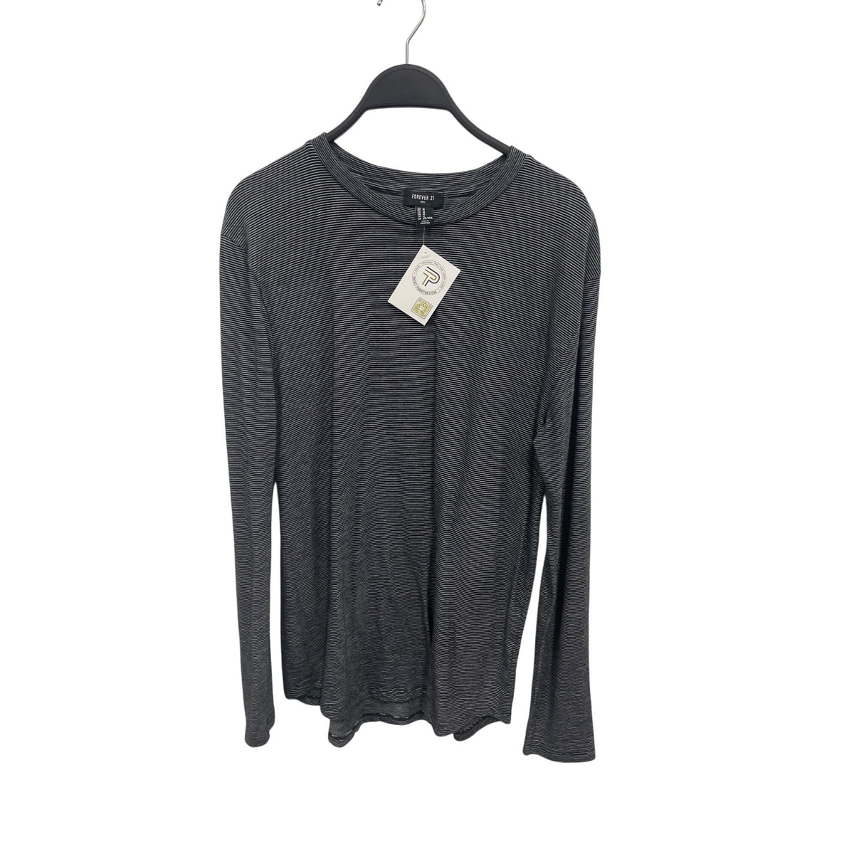 Forever 21 Mens Gray Striped Long Sleeve Top M