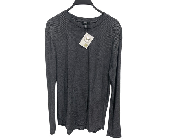 Forever 21 Mens Gray Striped Long Sleeve Top M