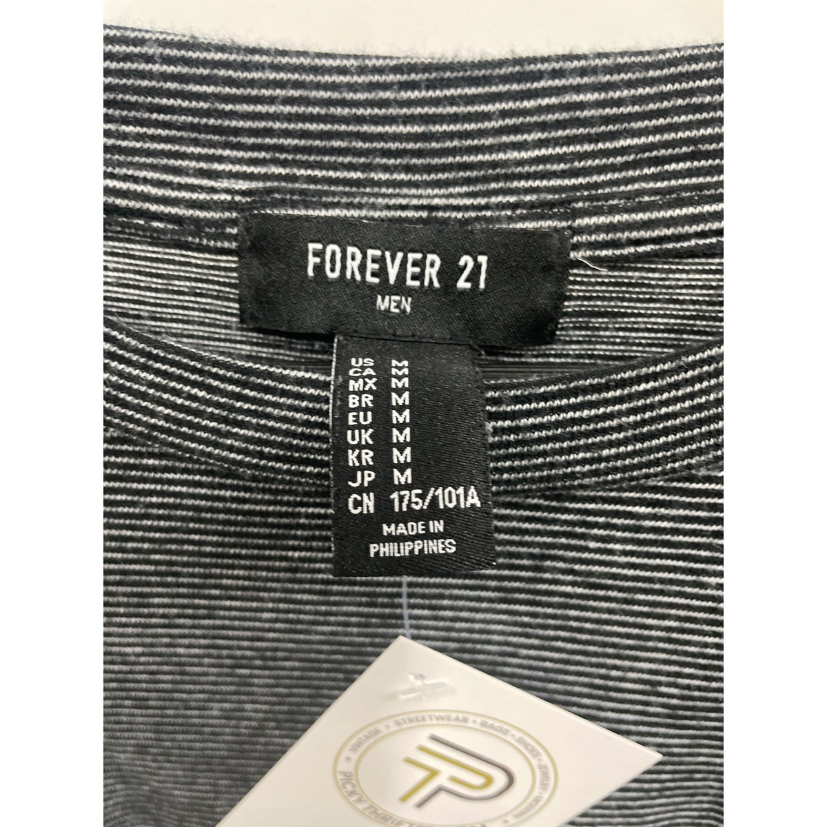 Forever 21 Mens Gray Striped Long Sleeve Top M
