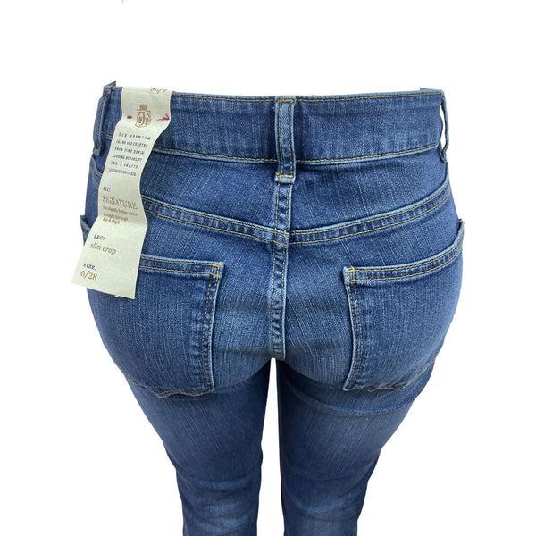Talbots Womens Signature Slim Crop Jeans Medium Wash Stretch Denim Sz 6/28 - New
