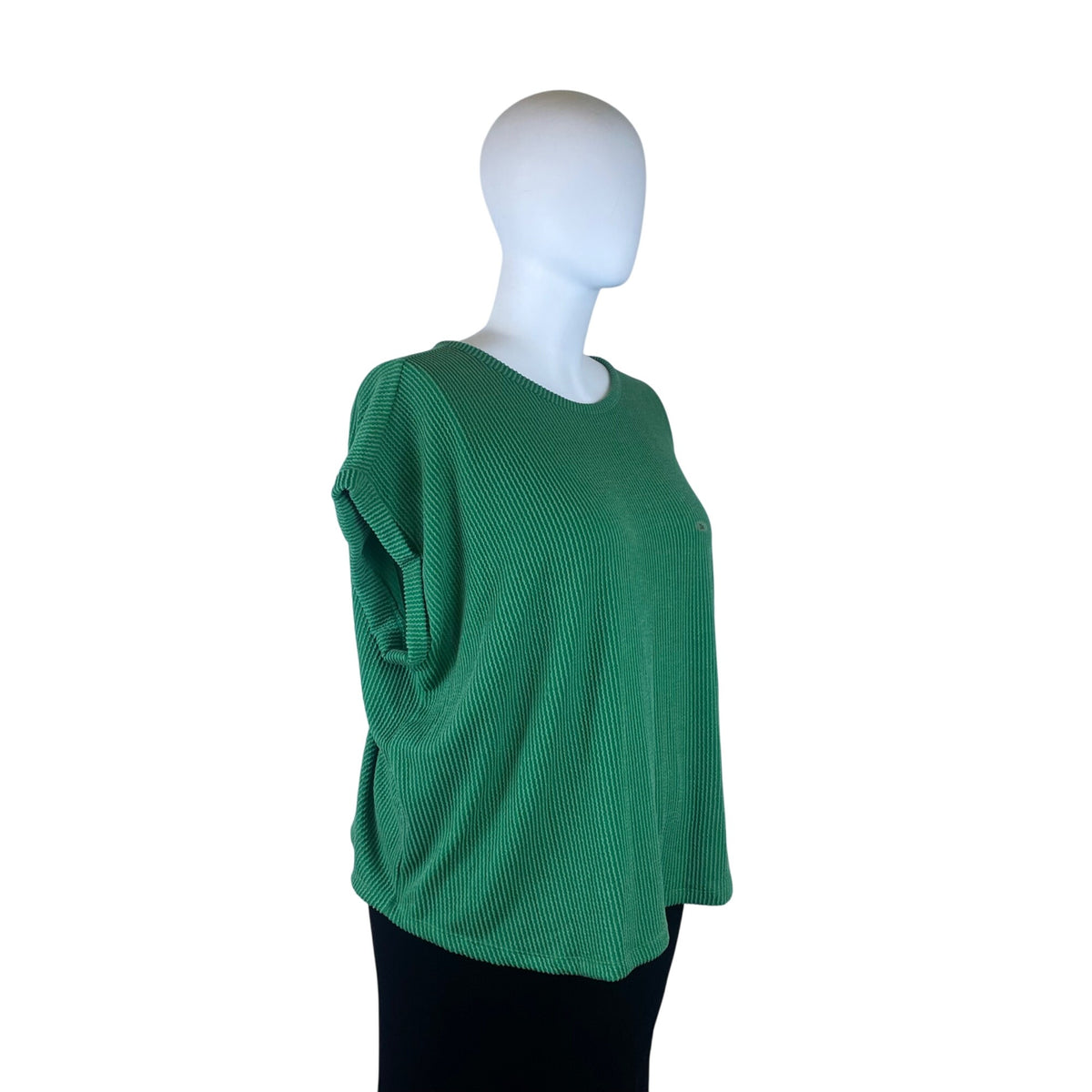 Maurices Women’s Green Ribbed Knit Short Sleeve Top Relaxed Fit Size 3x - New