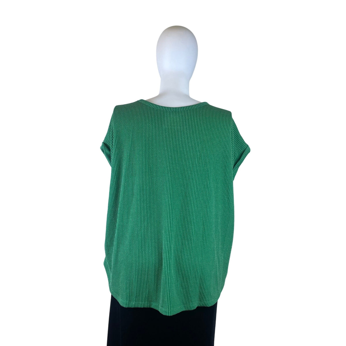 Maurices Women’s Green Ribbed Knit Short Sleeve Top Relaxed Fit Size 3x - New