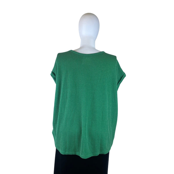 Maurices Women’s Green Ribbed Knit Short Sleeve Top Relaxed Fit Size 3x - New
