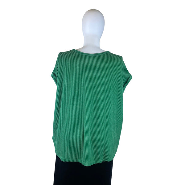Maurices Women’s Green Ribbed Knit Short Sleeve Top Relaxed Fit Size 3x - New