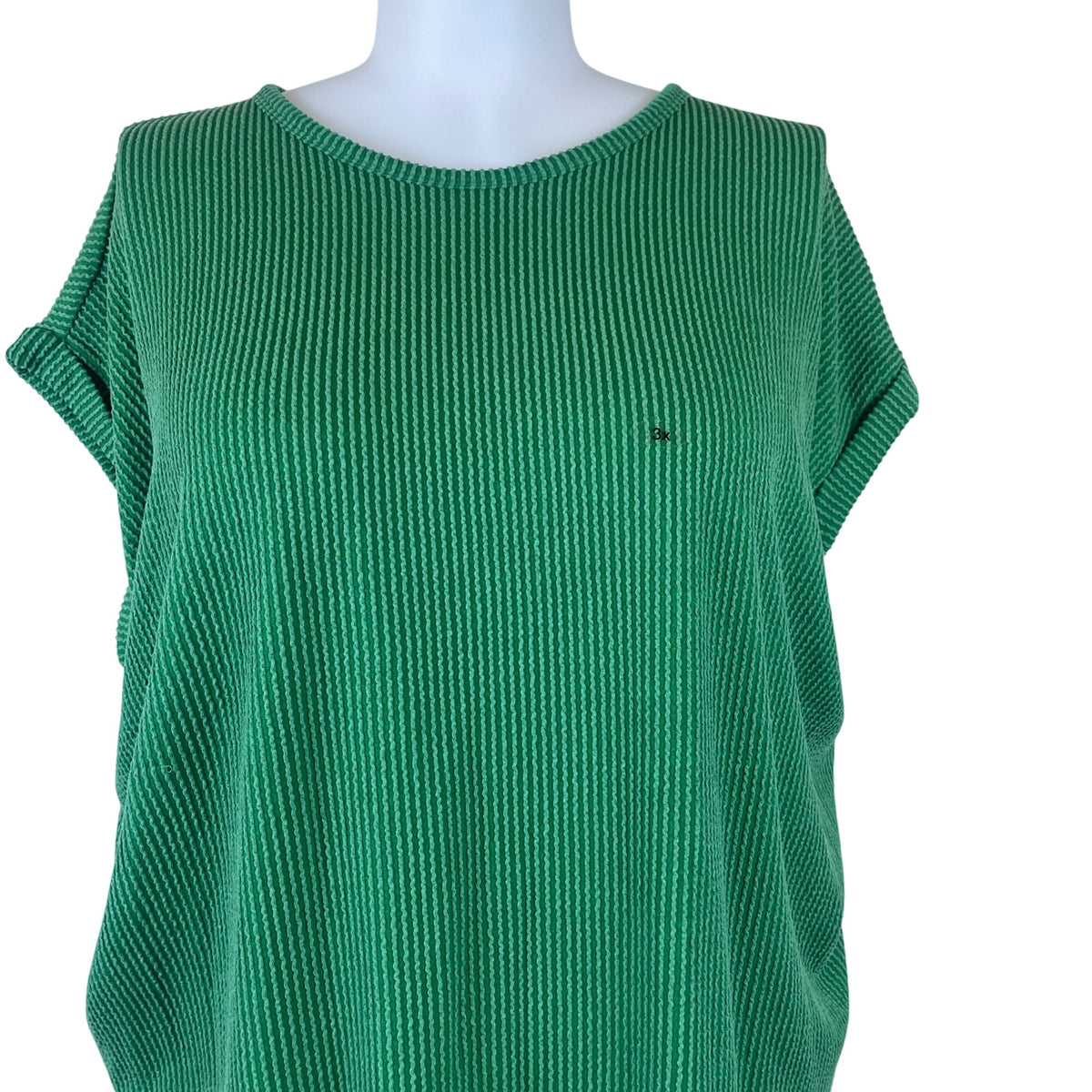 Maurices Women’s Green Ribbed Knit Short Sleeve Top Relaxed Fit Size 3x - New