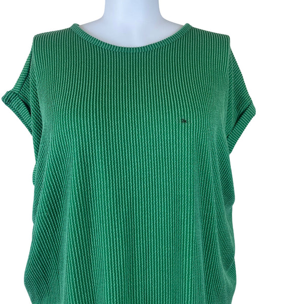 Maurices Women’s Green Ribbed Knit Short Sleeve Top Relaxed Fit Size 3x - New