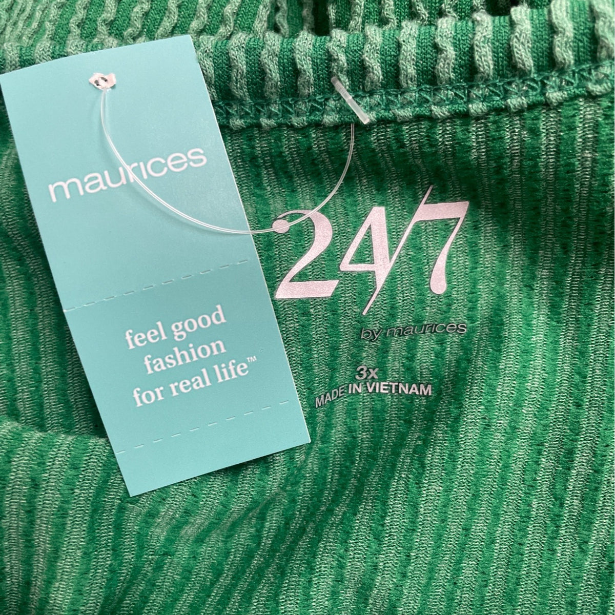 Maurices Women’s Green Ribbed Knit Short Sleeve Top Relaxed Fit Size 3x - New