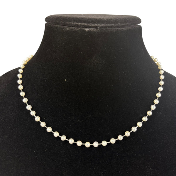 Cultured Pearl White 14K Necklace Precious 3 To 3.5MM Opaque Freshwater