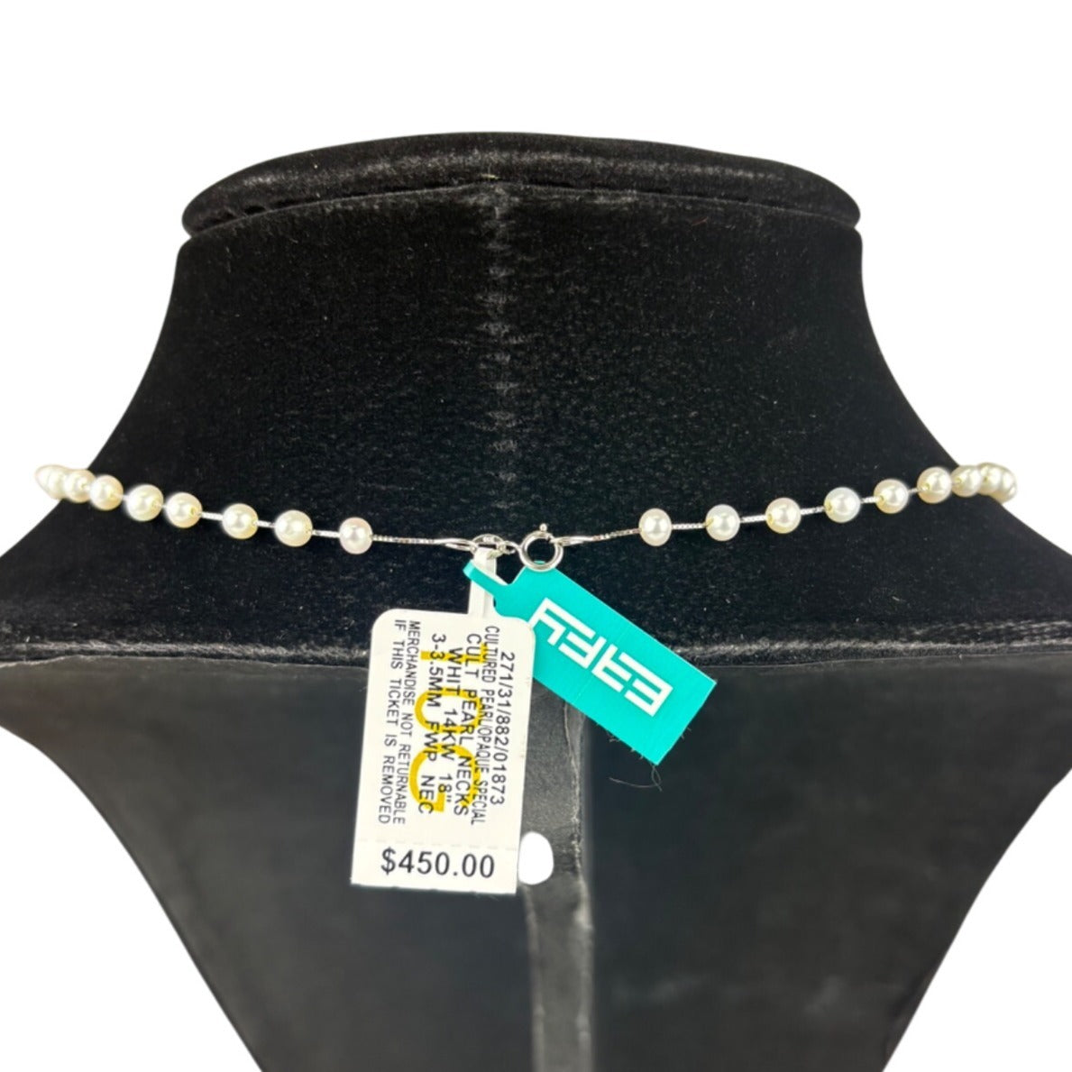 Cultured Pearl White 14K Necklace Precious 3 To 3.5MM Opaque Freshwater