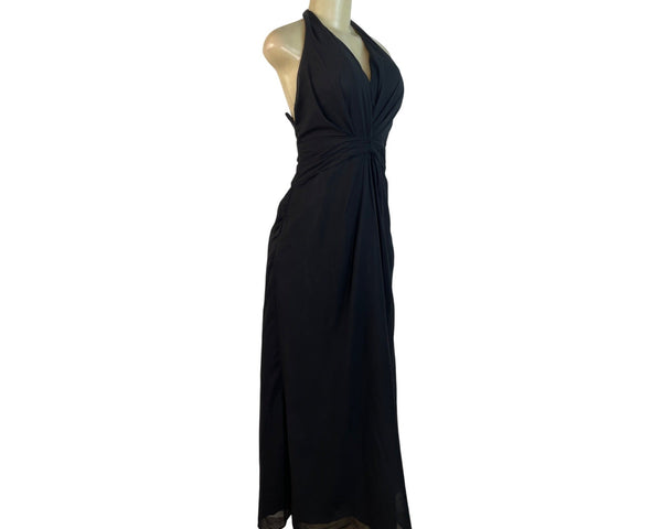 Izodress Black Halter Maxi Dress With Ruched Bodice & Back Zipper Closure