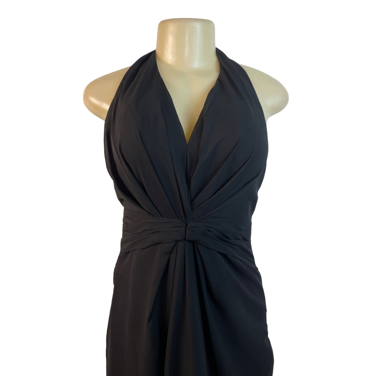 Izodress Black Halter Maxi Dress With Ruched Bodice & Back Zipper Closure