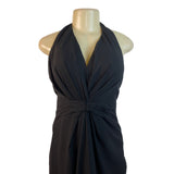 Izodress Black Halter Maxi Dress With Ruched Bodice & Back Zipper Closure