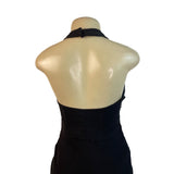 Izodress Black Halter Maxi Dress With Ruched Bodice & Back Zipper Closure
