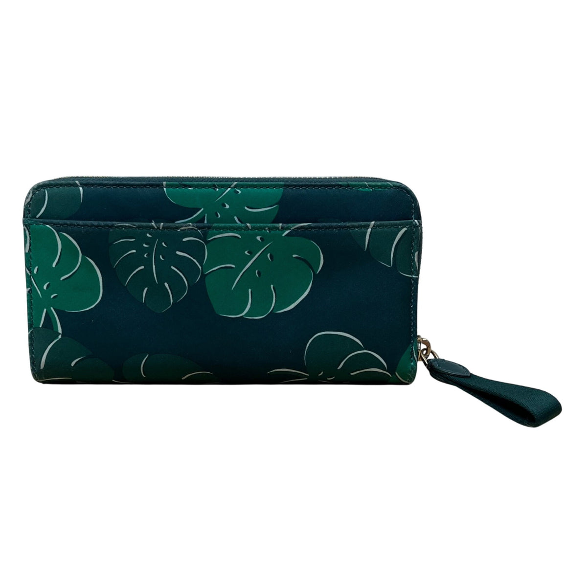 Kate Spade Women’s Blue & Green Leaf Print Zip Around Wallet Size S