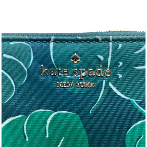 Kate Spade Women’s Blue & Green Leaf Print Zip Around Wallet Size S