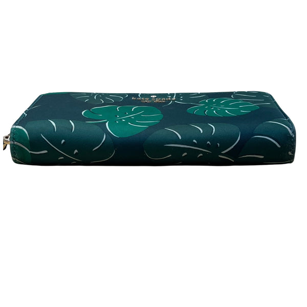 Kate Spade Women’s Blue & Green Leaf Print Zip Around Wallet Size S