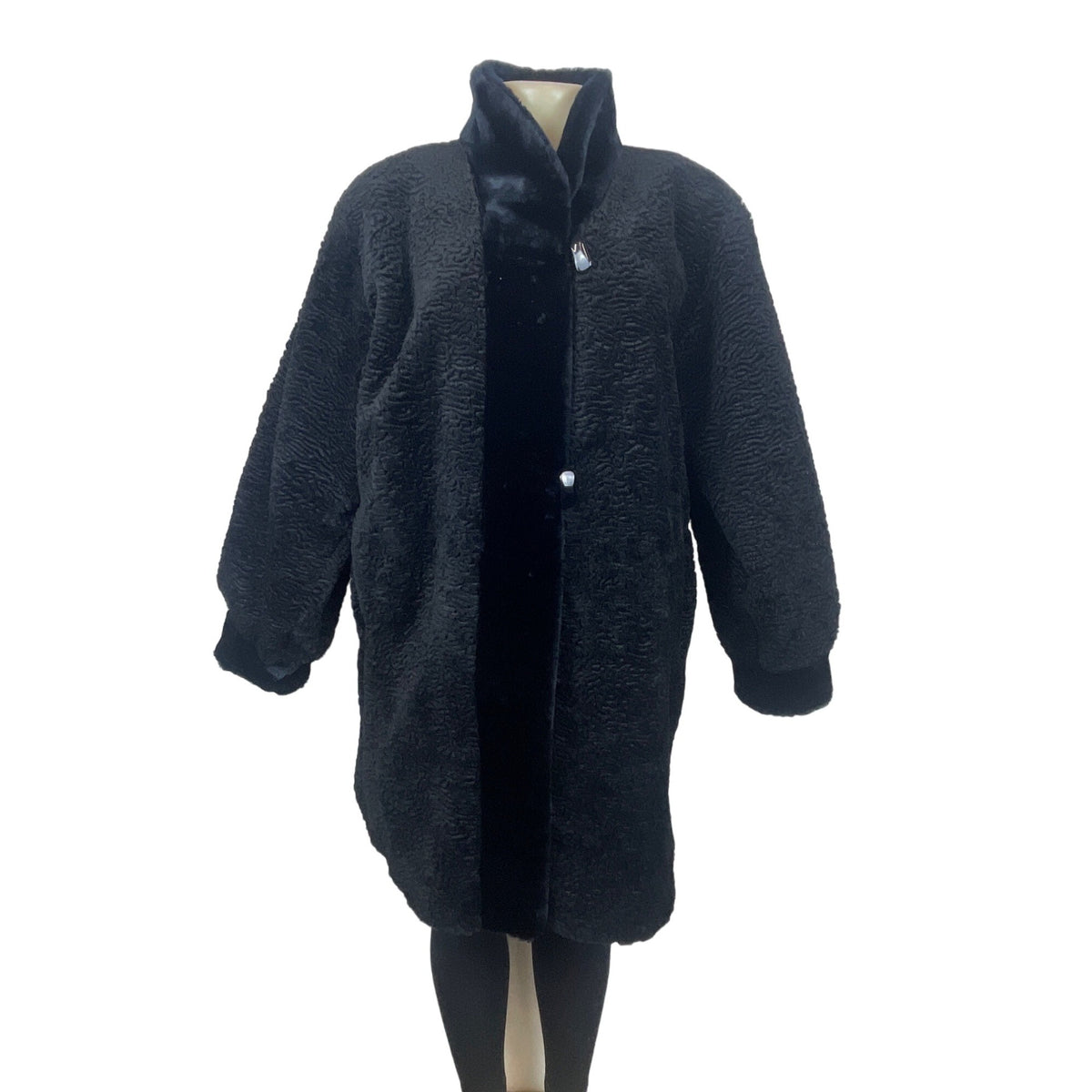 Gallery Women's Reversible Quilted & Faux Fur Black/Gray Winter Coat Sz 4