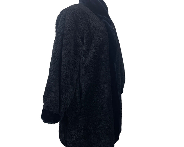 Gallery Women's Reversible Quilted & Faux Fur Black/Gray Winter Coat Sz 4
