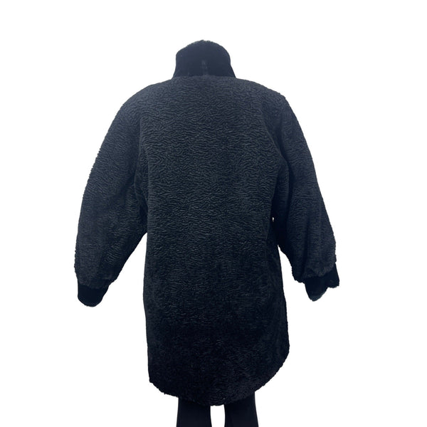 Gallery Women's Reversible Quilted & Faux Fur Black/Gray Winter Coat Sz 4